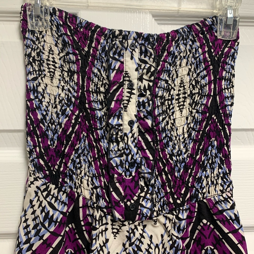 Women’s Strapless Patterned Dress - Purple/Black/White
